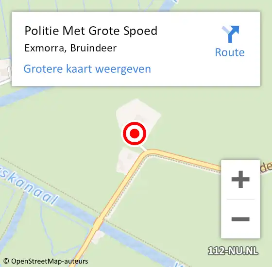 Locatie op kaart van de 112 melding: Politie Met Grote Spoed Naar Exmorra, Bruindeer op 20 oktober 2023 04:50