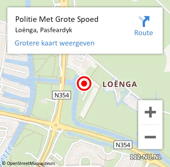 Locatie op kaart van de 112 melding: Politie Met Grote Spoed Naar Loënga, Pasfeardyk op 20 oktober 2023 06:40