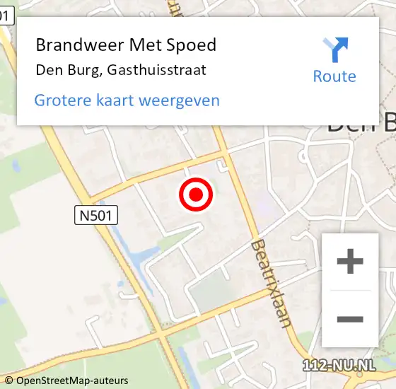 Locatie op kaart van de 112 melding: Brandweer Met Spoed Naar Den Burg, Gasthuisstraat op 20 oktober 2023 08:06