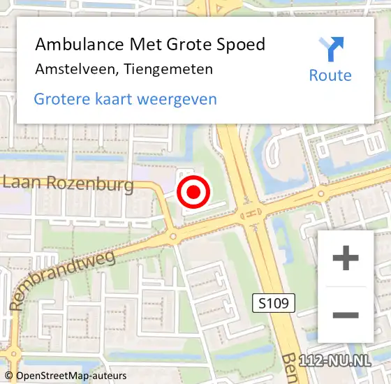 Locatie op kaart van de 112 melding: Ambulance Met Grote Spoed Naar Amstelveen, Tiengemeten op 20 oktober 2023 08:55