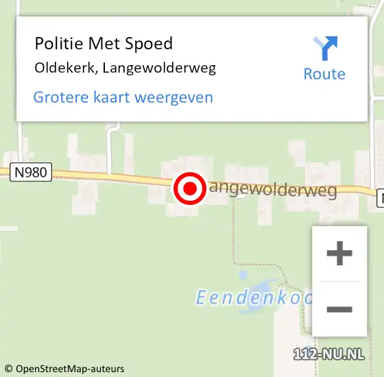 Locatie op kaart van de 112 melding: Politie Met Spoed Naar Oldekerk, Langewolderweg op 20 oktober 2023 09:04