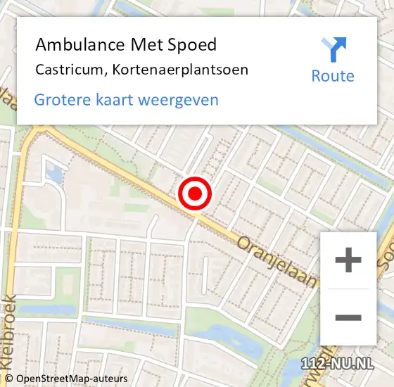 Locatie op kaart van de 112 melding: Ambulance Met Spoed Naar Castricum, Kortenaerplantsoen op 20 oktober 2023 09:19