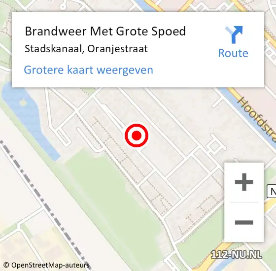 Locatie op kaart van de 112 melding: Brandweer Met Grote Spoed Naar Stadskanaal, Oranjestraat op 20 oktober 2023 10:53