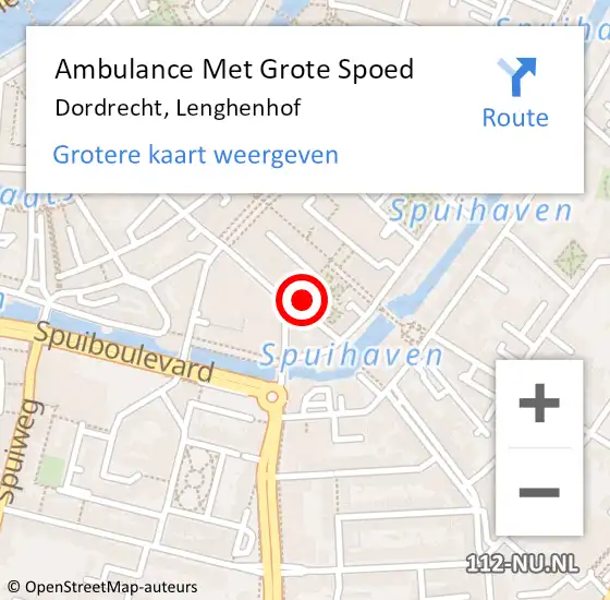 Locatie op kaart van de 112 melding: Ambulance Met Grote Spoed Naar Dordrecht, Lenghenhof op 20 oktober 2023 12:31