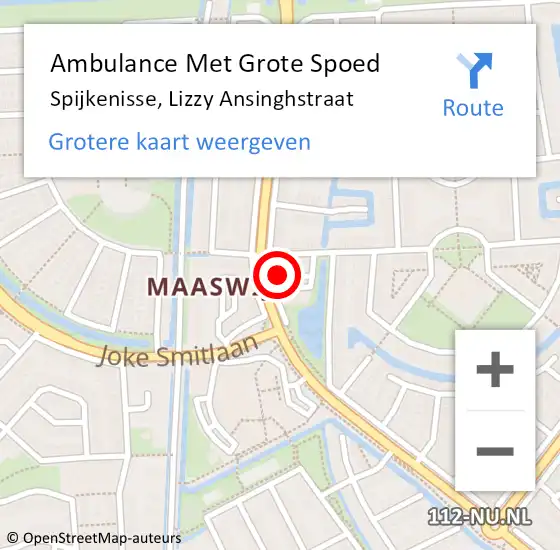 Locatie op kaart van de 112 melding: Ambulance Met Grote Spoed Naar Spijkenisse, Lizzy Ansinghstraat op 20 oktober 2023 13:00