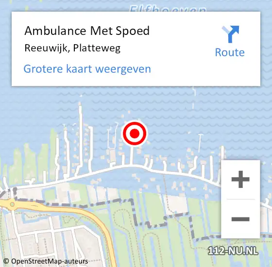 Locatie op kaart van de 112 melding: Ambulance Met Spoed Naar Reeuwijk, Platteweg op 20 oktober 2023 13:02