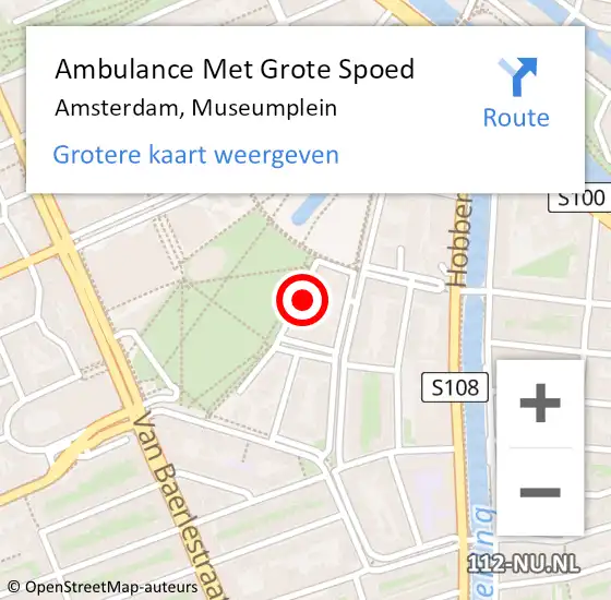 Locatie op kaart van de 112 melding: Ambulance Met Grote Spoed Naar Amsterdam, Museumplein op 20 oktober 2023 13:16