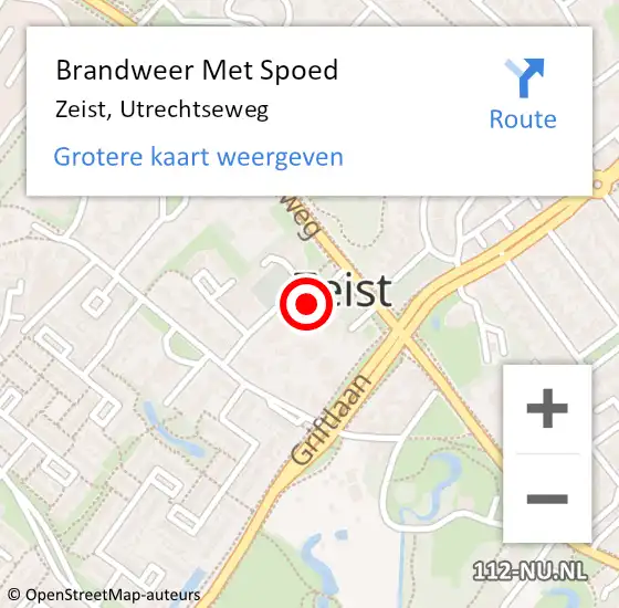 Locatie op kaart van de 112 melding: Brandweer Met Spoed Naar Zeist, Utrechtseweg op 20 oktober 2023 15:24
