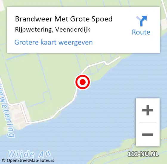 Locatie op kaart van de 112 melding: Brandweer Met Grote Spoed Naar Rijpwetering, Veenderdijk op 20 oktober 2023 15:59