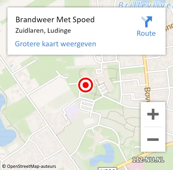 Locatie op kaart van de 112 melding: Brandweer Met Spoed Naar Zuidlaren, Ludinge op 20 oktober 2023 16:42