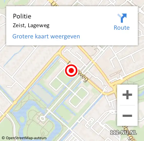 Locatie op kaart van de 112 melding: Politie Zeist, Lageweg op 20 oktober 2023 16:45