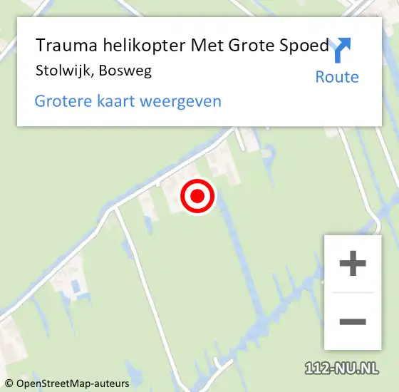 Locatie op kaart van de 112 melding: Trauma helikopter Met Grote Spoed Naar Stolwijk, Bosweg op 20 oktober 2023 16:55