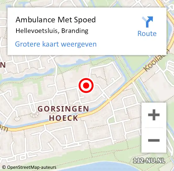 Locatie op kaart van de 112 melding: Ambulance Met Spoed Naar Hellevoetsluis, Branding op 20 oktober 2023 16:57