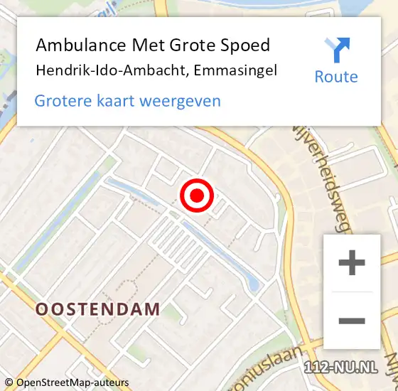 Locatie op kaart van de 112 melding: Ambulance Met Grote Spoed Naar Hendrik-Ido-Ambacht, Emmasingel op 20 oktober 2023 17:02