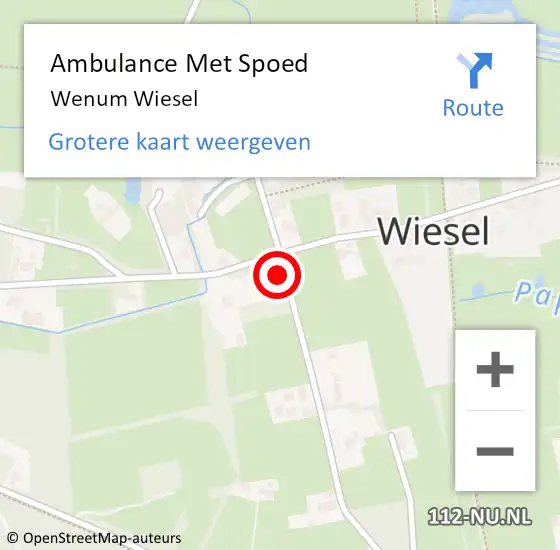 Locatie op kaart van de 112 melding: Ambulance Met Spoed Naar Wenum Wiesel op 20 oktober 2023 17:20