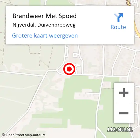 Locatie op kaart van de 112 melding: Brandweer Met Spoed Naar Nijverdal, Duivenbreeweg op 20 oktober 2023 17:44