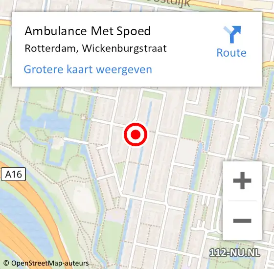 Locatie op kaart van de 112 melding: Ambulance Met Spoed Naar Rotterdam, Wickenburgstraat op 20 oktober 2023 18:26