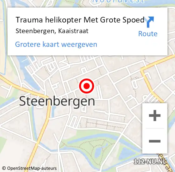 Locatie op kaart van de 112 melding: Trauma helikopter Met Grote Spoed Naar Steenbergen, Kaaistraat op 20 oktober 2023 18:55