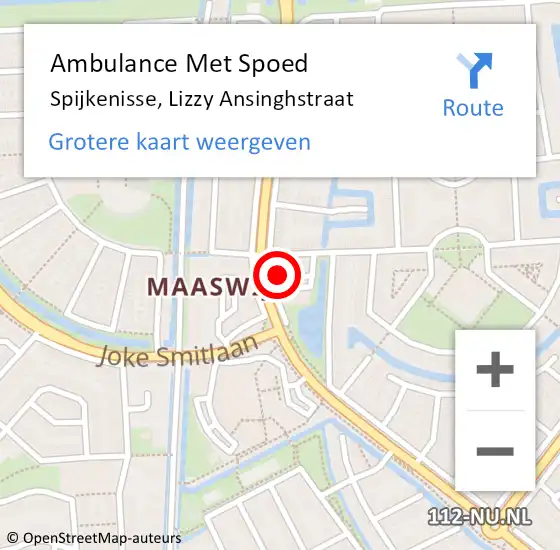 Locatie op kaart van de 112 melding: Ambulance Met Spoed Naar Spijkenisse, Lizzy Ansinghstraat op 20 oktober 2023 20:10
