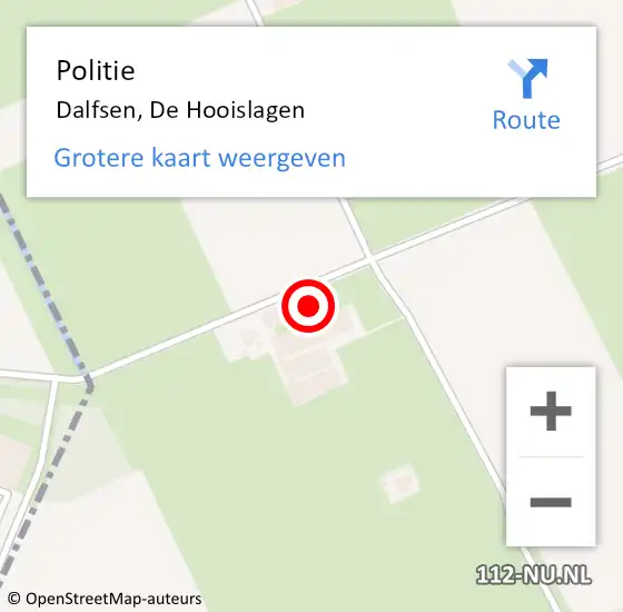 Locatie op kaart van de 112 melding: Politie Dalfsen, De Hooislagen op 20 oktober 2023 20:31