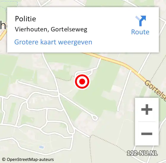 Locatie op kaart van de 112 melding: Politie Vierhouten, Gortelseweg op 20 oktober 2023 20:34