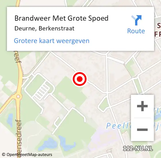 Locatie op kaart van de 112 melding: Brandweer Met Grote Spoed Naar Deurne, Berkenstraat op 20 oktober 2023 20:55