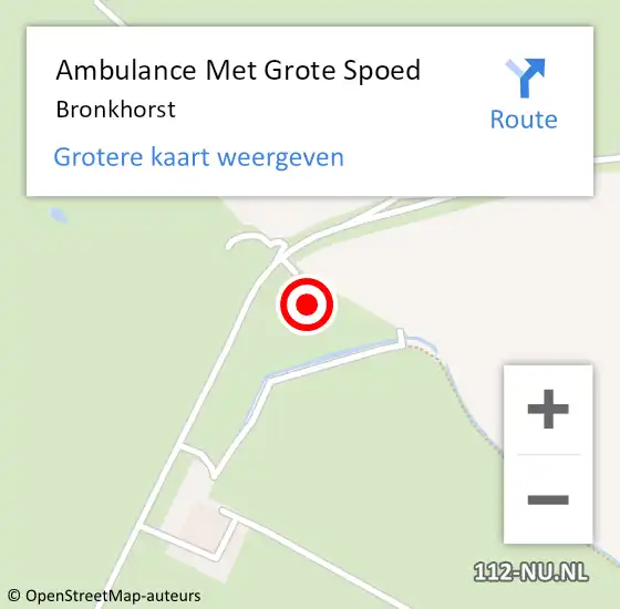 Locatie op kaart van de 112 melding: Ambulance Met Grote Spoed Naar Bronkhorst op 20 oktober 2023 21:21