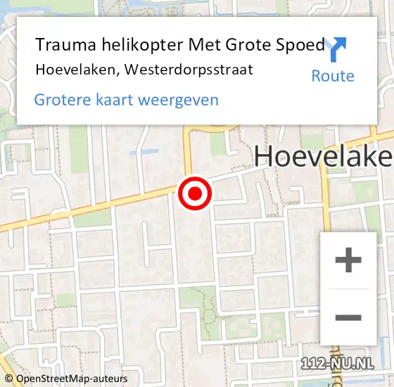 Locatie op kaart van de 112 melding: Trauma helikopter Met Grote Spoed Naar Hoevelaken, Westerdorpsstraat op 20 oktober 2023 21:31
