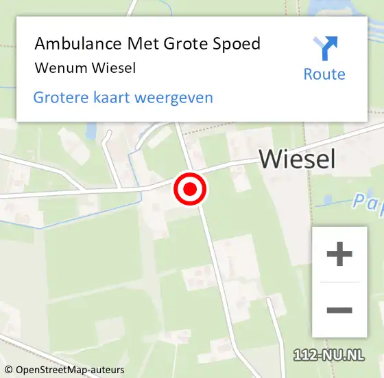 Locatie op kaart van de 112 melding: Ambulance Met Grote Spoed Naar Wenum Wiesel op 20 oktober 2023 22:05