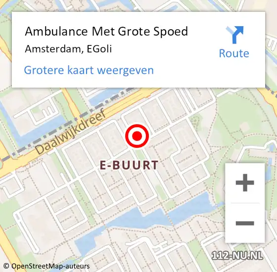 Locatie op kaart van de 112 melding: Ambulance Met Grote Spoed Naar Amsterdam, EGoli op 21 oktober 2023 00:00