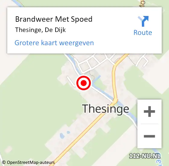 Locatie op kaart van de 112 melding: Brandweer Met Spoed Naar Thesinge, De Dijk op 21 oktober 2023 00:04