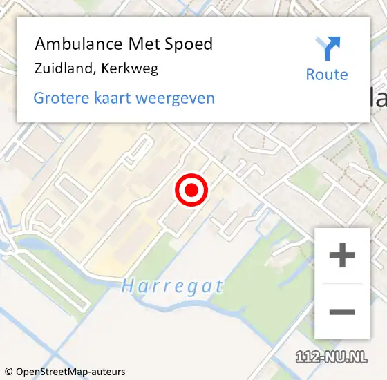 Locatie op kaart van de 112 melding: Ambulance Met Spoed Naar Zuidland, Kerkweg op 21 oktober 2023 00:18
