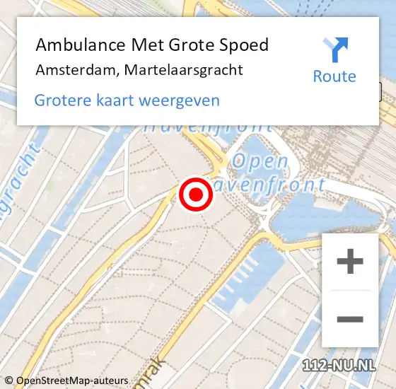 Locatie op kaart van de 112 melding: Ambulance Met Grote Spoed Naar Amsterdam, Martelaarsgracht op 21 oktober 2023 00:51