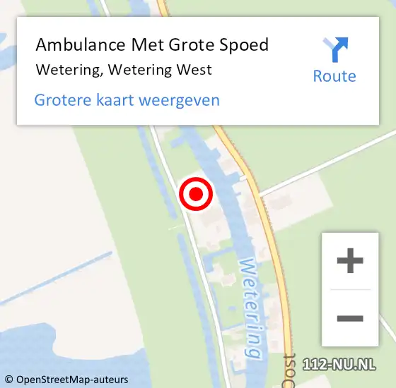 Locatie op kaart van de 112 melding: Ambulance Met Grote Spoed Naar Wetering, Wetering West op 21 oktober 2023 01:00