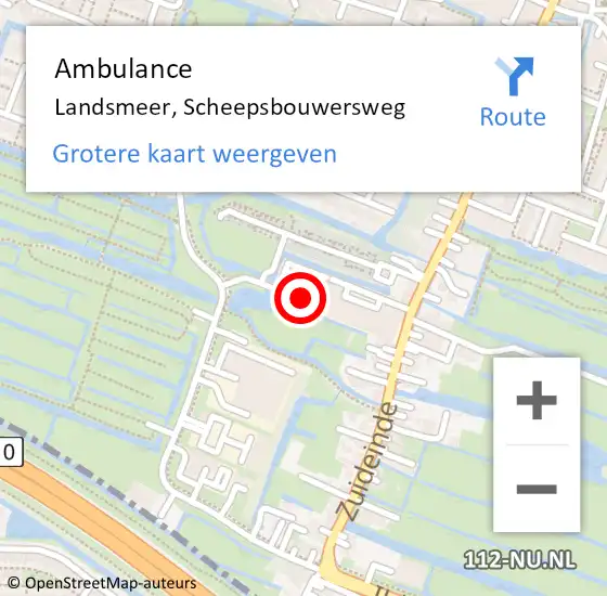 Locatie op kaart van de 112 melding: Ambulance Landsmeer, Scheepsbouwersweg op 21 oktober 2023 03:51