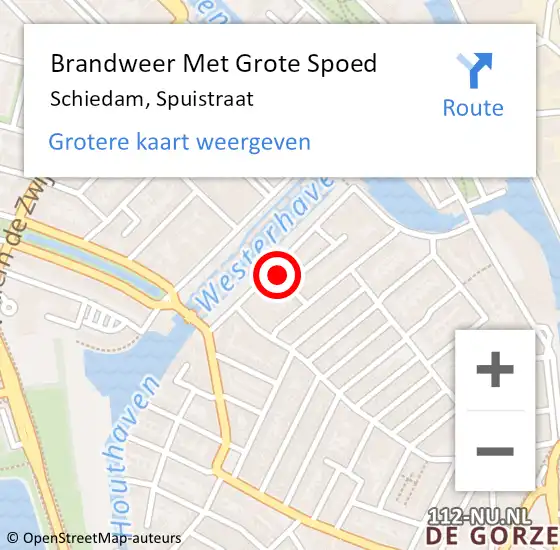 Locatie op kaart van de 112 melding: Brandweer Met Grote Spoed Naar Schiedam, Spuistraat op 21 oktober 2023 03:58
