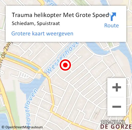 Locatie op kaart van de 112 melding: Trauma helikopter Met Grote Spoed Naar Schiedam, Spuistraat op 21 oktober 2023 03:58