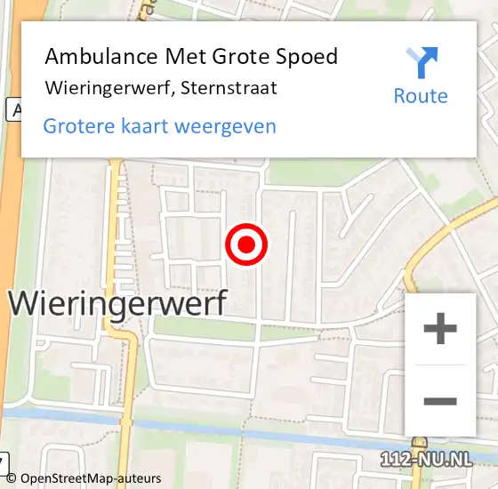 Locatie op kaart van de 112 melding: Ambulance Met Grote Spoed Naar Wieringerwerf, Sternstraat op 21 oktober 2023 04:28