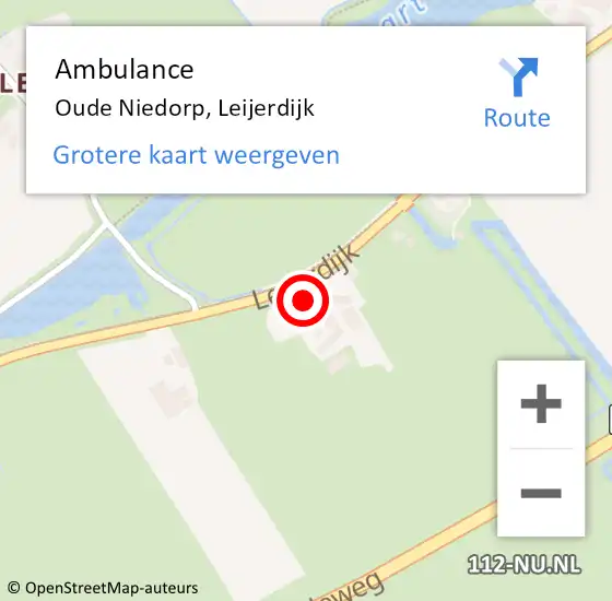 Locatie op kaart van de 112 melding: Ambulance Oude Niedorp, Leijerdijk op 21 oktober 2023 05:38