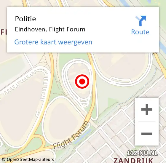 Locatie op kaart van de 112 melding: Politie Eindhoven, Flight Forum op 21 oktober 2023 08:54