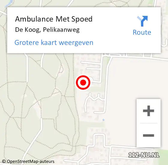 Locatie op kaart van de 112 melding: Ambulance Met Spoed Naar De Koog, Pelikaanweg op 21 oktober 2023 09:01