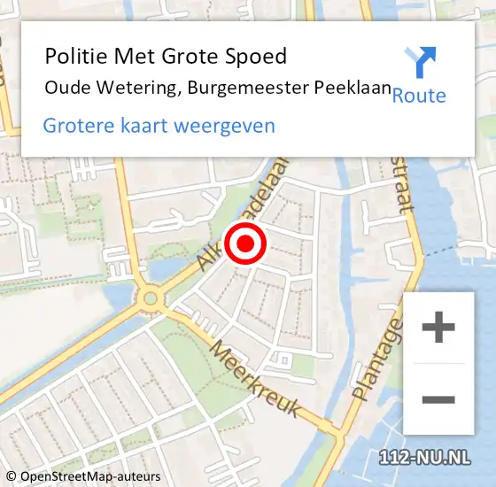 Locatie op kaart van de 112 melding: Politie Met Grote Spoed Naar Oude Wetering, Burgemeester Peeklaan op 21 oktober 2023 11:43