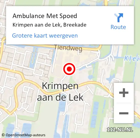 Locatie op kaart van de 112 melding: Ambulance Met Spoed Naar Krimpen aan de Lek, Breekade op 21 oktober 2023 12:17