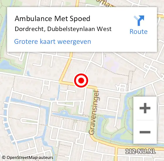 Locatie op kaart van de 112 melding: Ambulance Met Spoed Naar Dordrecht, Dubbelsteynlaan West op 21 oktober 2023 13:52