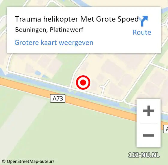 Locatie op kaart van de 112 melding: Trauma helikopter Met Grote Spoed Naar Beuningen, Platinawerf op 21 oktober 2023 14:31