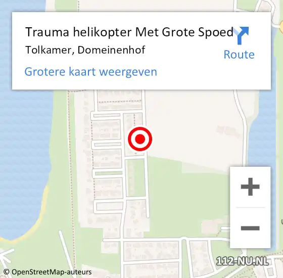 Locatie op kaart van de 112 melding: Trauma helikopter Met Grote Spoed Naar Tolkamer, Domeinenhof op 21 oktober 2023 14:39