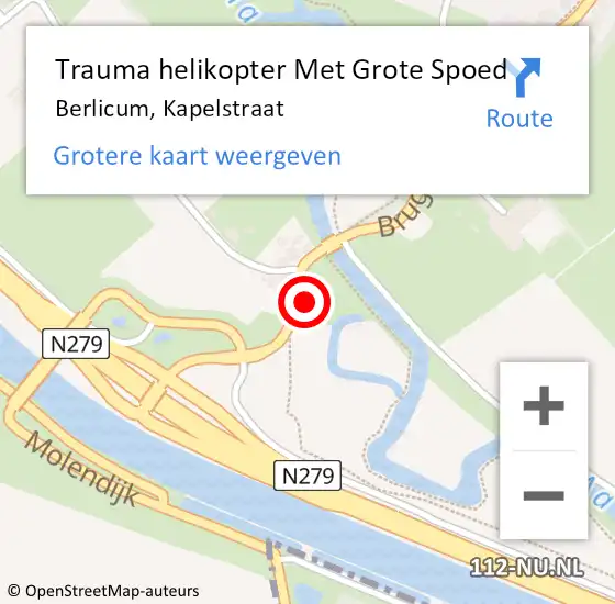 Locatie op kaart van de 112 melding: Trauma helikopter Met Grote Spoed Naar Berlicum, Kapelstraat op 21 oktober 2023 15:31