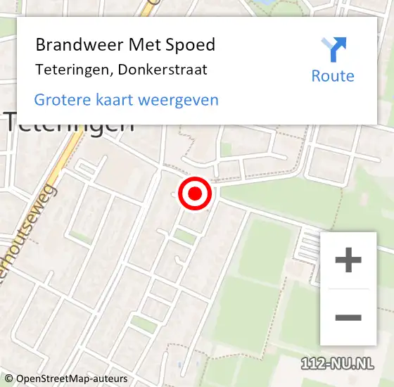 Locatie op kaart van de 112 melding: Brandweer Met Spoed Naar Teteringen, Donkerstraat op 21 oktober 2023 15:32