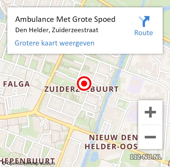 Locatie op kaart van de 112 melding: Ambulance Met Grote Spoed Naar Den Helder, Zuiderzeestraat op 21 oktober 2023 15:38