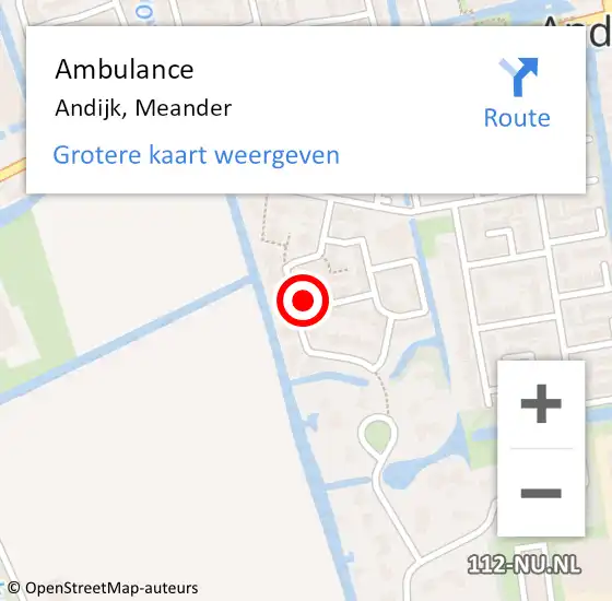 Locatie op kaart van de 112 melding: Ambulance Andijk, Meander op 21 oktober 2023 15:49